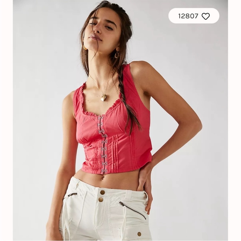 NWOT Free People Pink Corset Tank Top